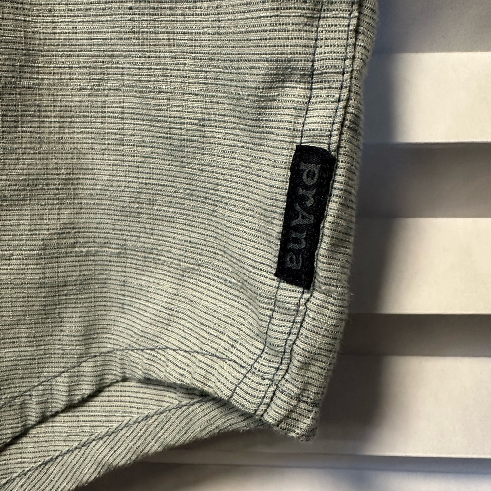 prAna Shirt Men Large Blue ColorBlock Striped Camp Hike Outdoor Short Sleeve - Picture 6 of 7